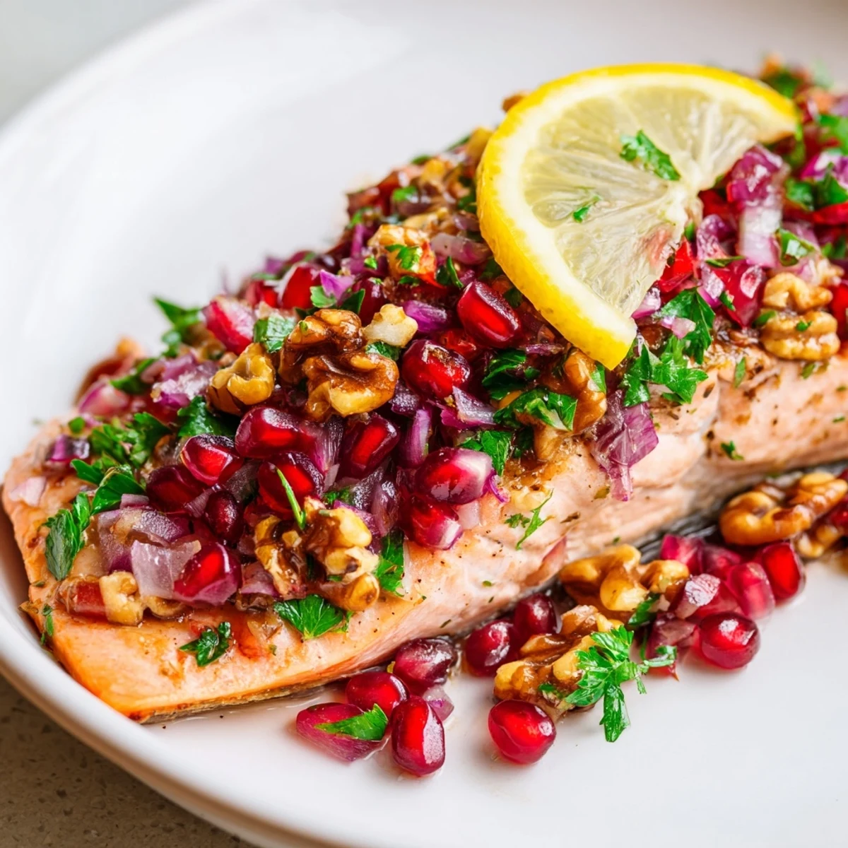 Baked Salmon Pomegranate Salsa