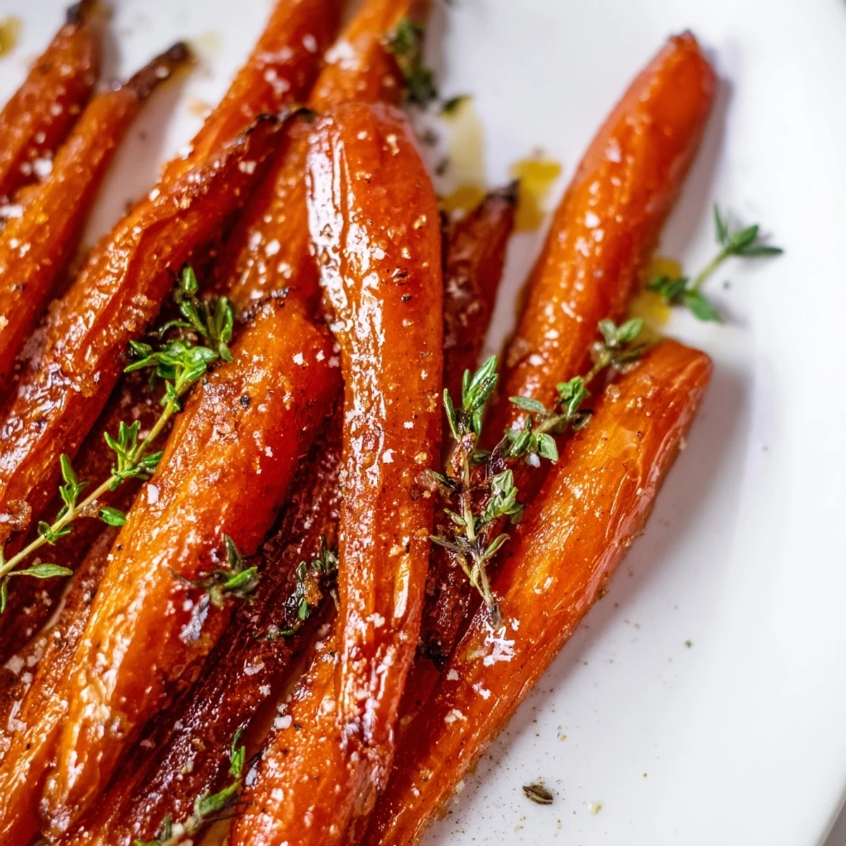 Tender Roasted Carrots with Maple Glaze are plated with chopped walnuts, highlighting a vibrant, easy vegetarian side dish.
