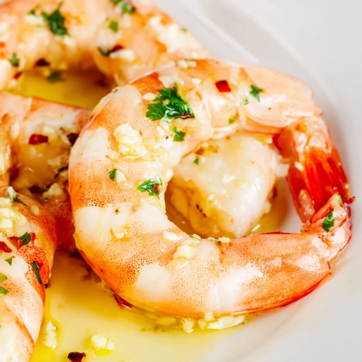 Bright Mediterranean Lemon Garlic Butter Prawns with melted butter sauce, ready to eat with a side of fluffy rice.