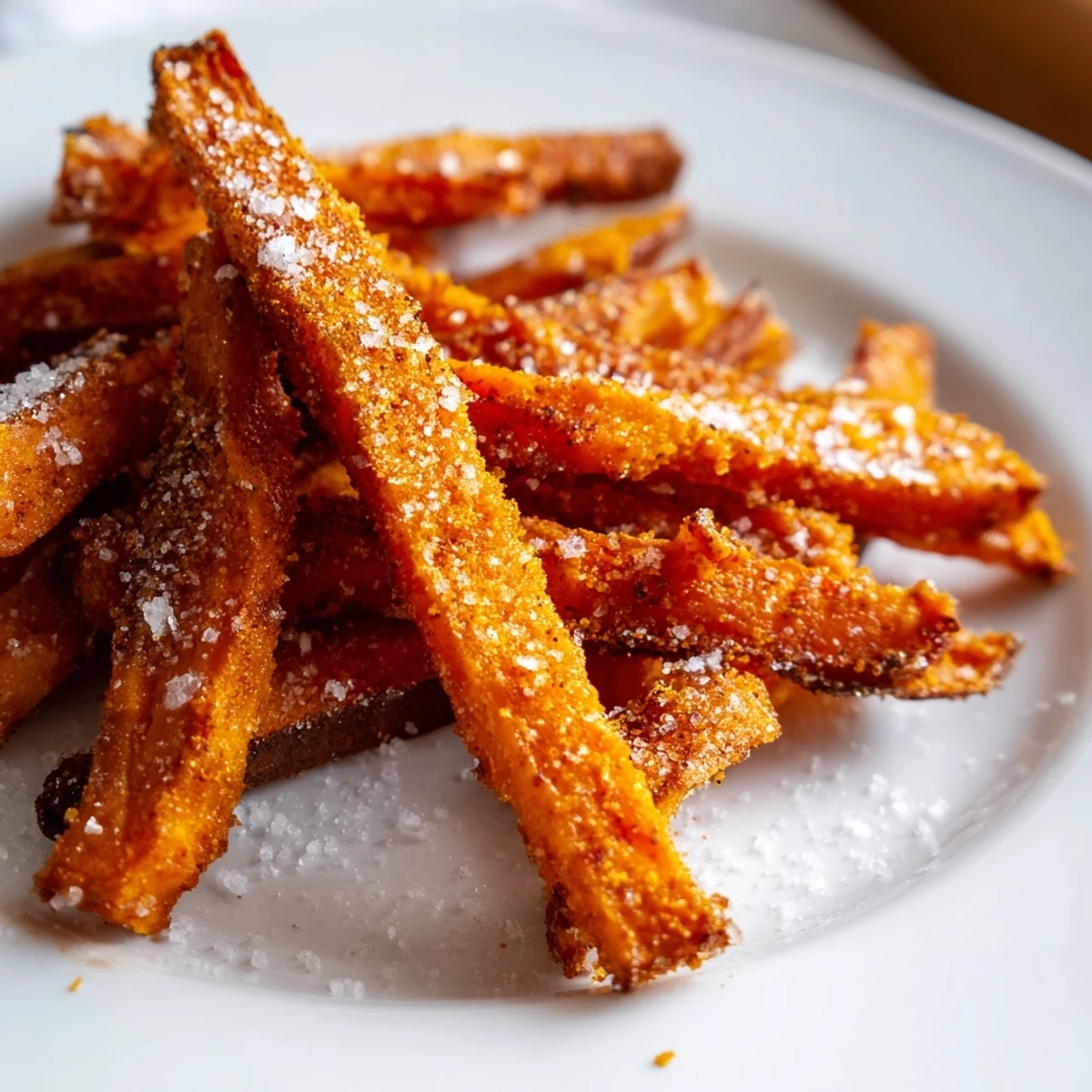 Crispy Air Fryer Sweet Potato Fries served golden brown in a basket with a dipping sauce