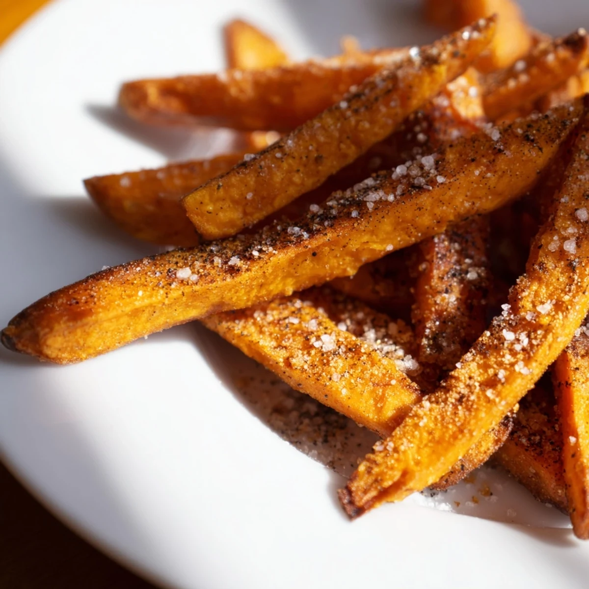 Homemade Crispy Air Fryer Sweet Potato Fries paired with a creamy chipotle mayo for dipping