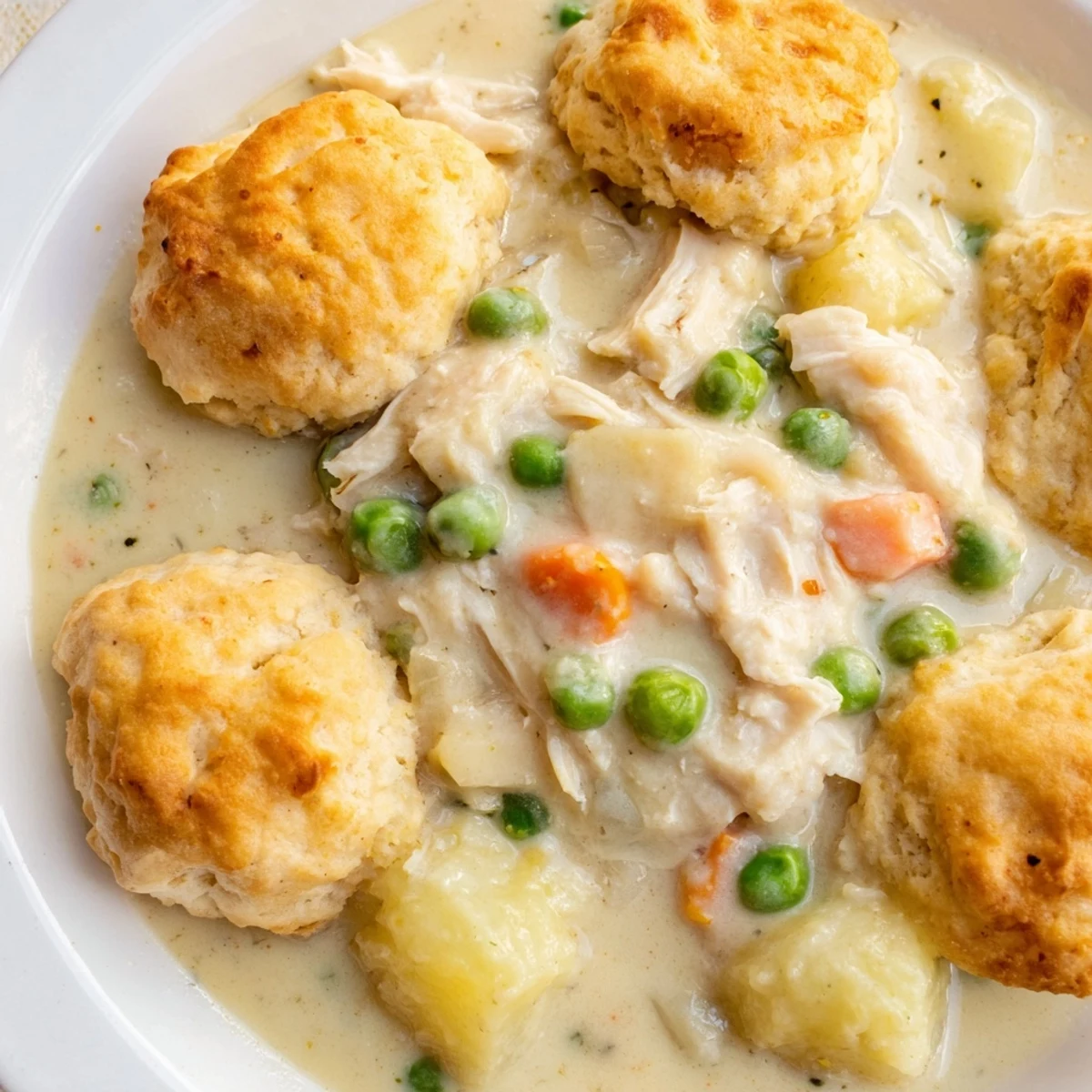Steam rises from the rustic Dutch oven filled with Chicken Pot Pie Soup, ready to serve.