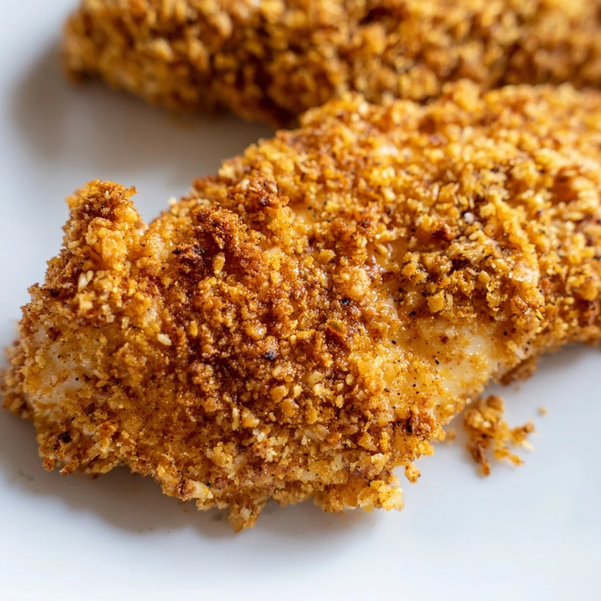 Crunchy panko-coated Crispy Air Fryer Chicken Tenders with Ketchup ready to be dipped.