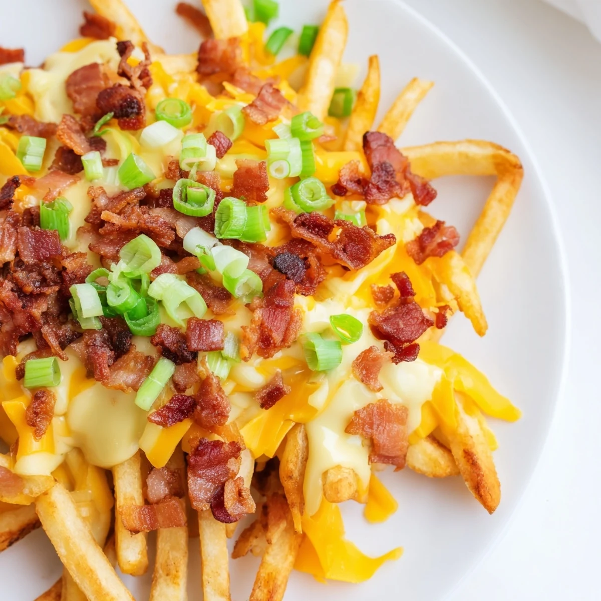 Freshly baked Super Bowl Cheese Fries loaded with beef bacon and sharp cheddar, served with sour cream.