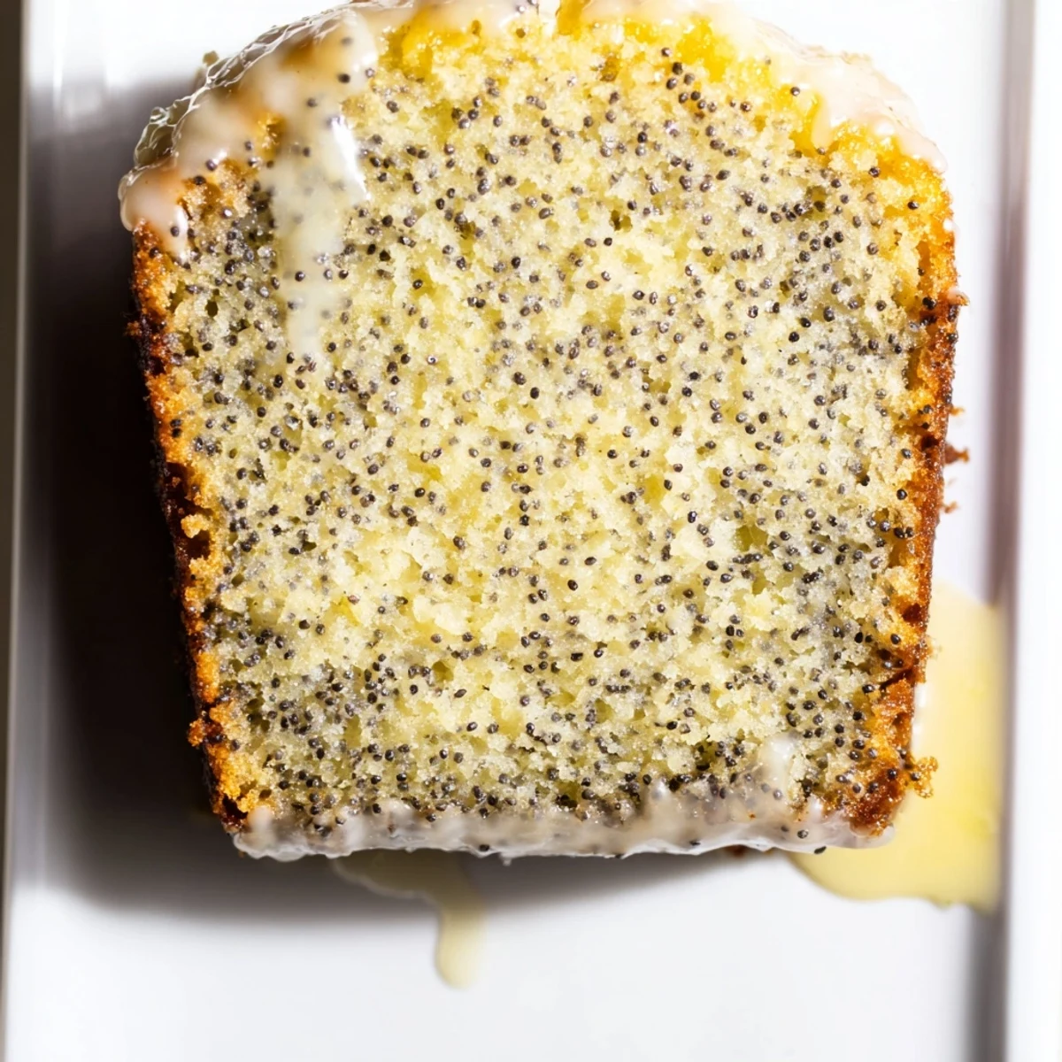 Warm Lemon Poppy Seed Loaf Cake with poppy seed speckles and bright lemon aroma, ready to serve.