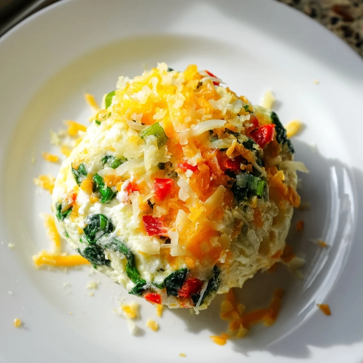 Golden Cottage Cheese Egg Bites cooling on a wire rack, featuring visible chunks of creamy cottage cheese and savory cheddar.