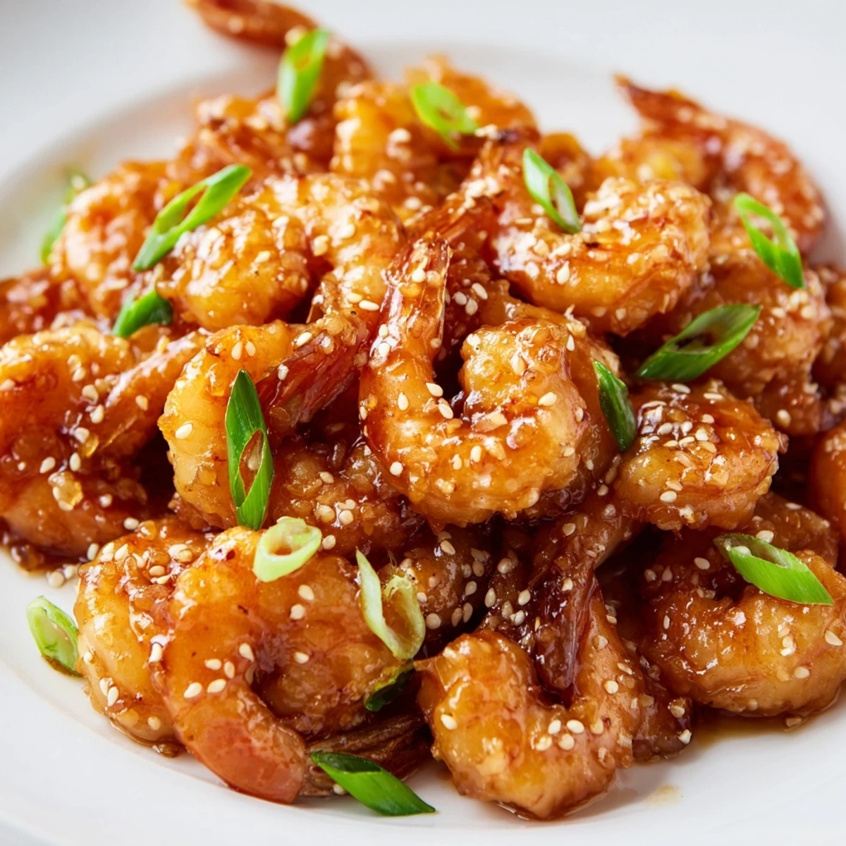 Steaming High Protein Honey Garlic Shrimp served over white rice for a quick dinner.