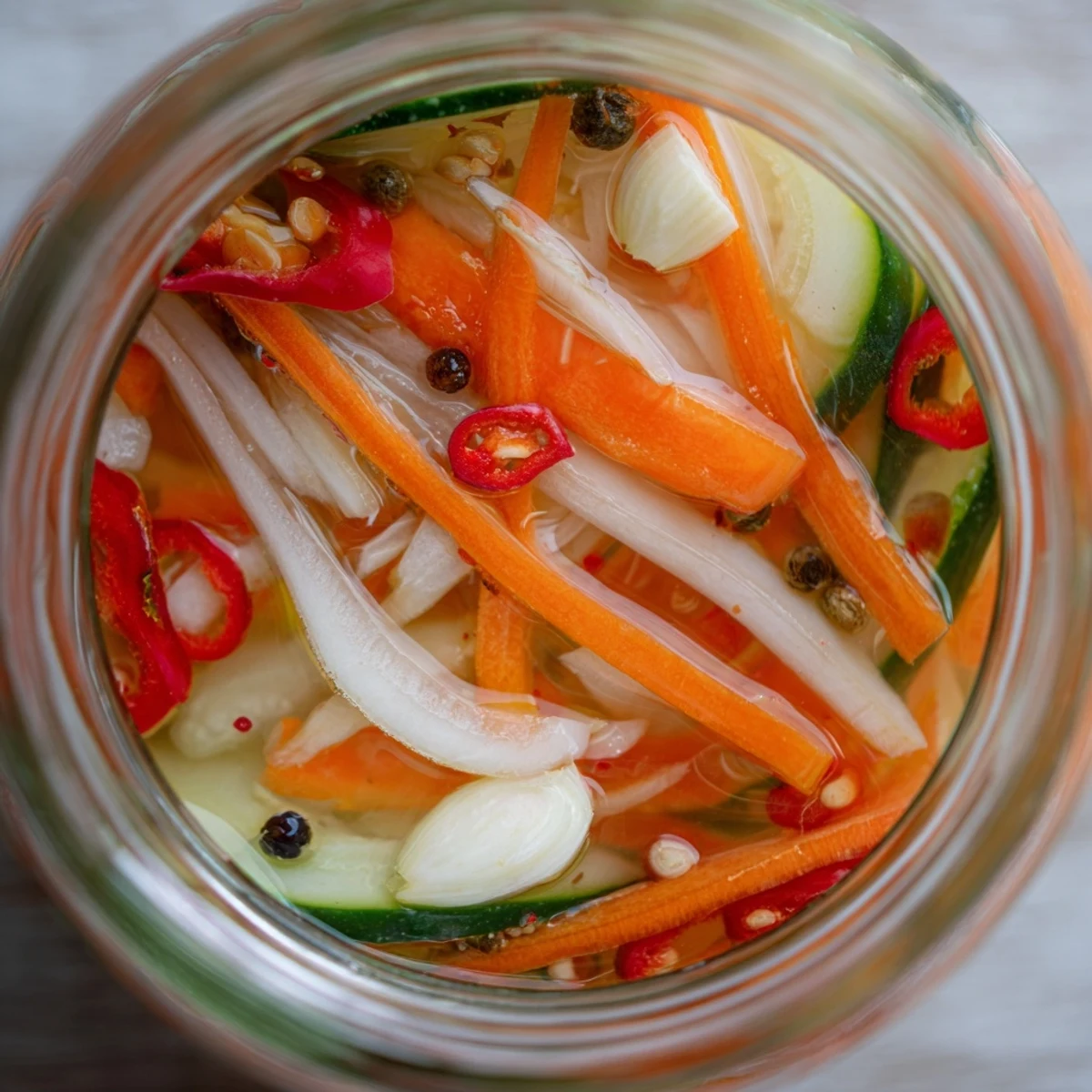 This Vietnamese Vegetable Pickle Medley offers a crisp, sweet-and-sour bite, perfect for topping sandwiches or serving alongside grilled meats.