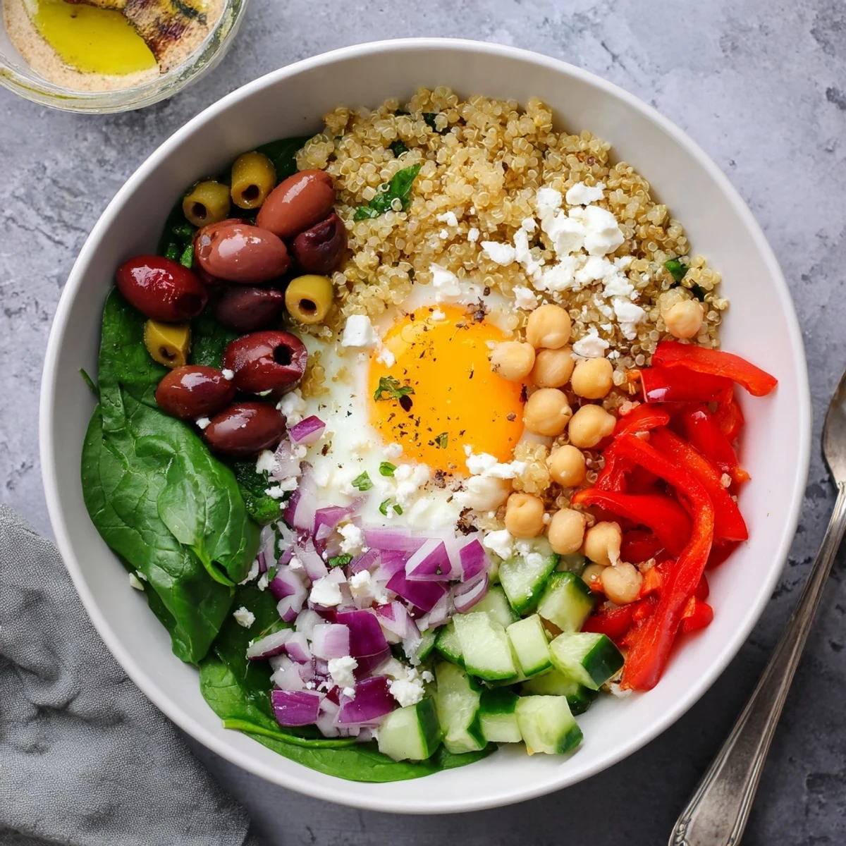 Colorful Mediterranean Breakfast Bowl overflowing with fresh veggies and chickpeas for a healthy start.
