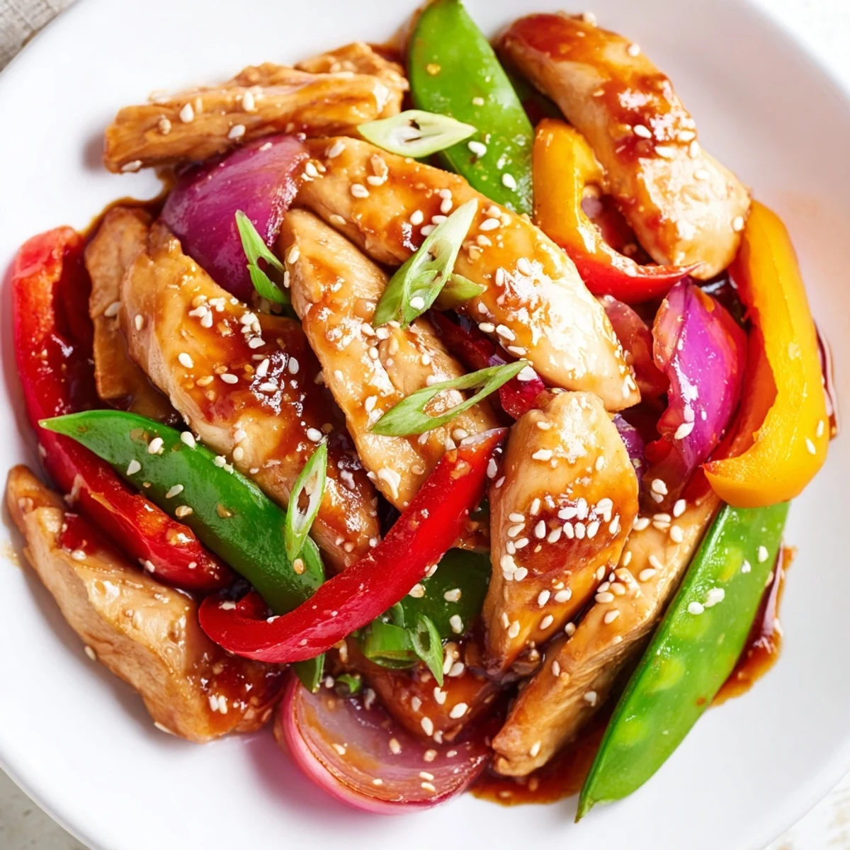 Quick Sweet Chilli Chicken Stir Fry in a hot wok, tossed with crisp veggies, ginger, and sesame seeds for a weeknight meal.