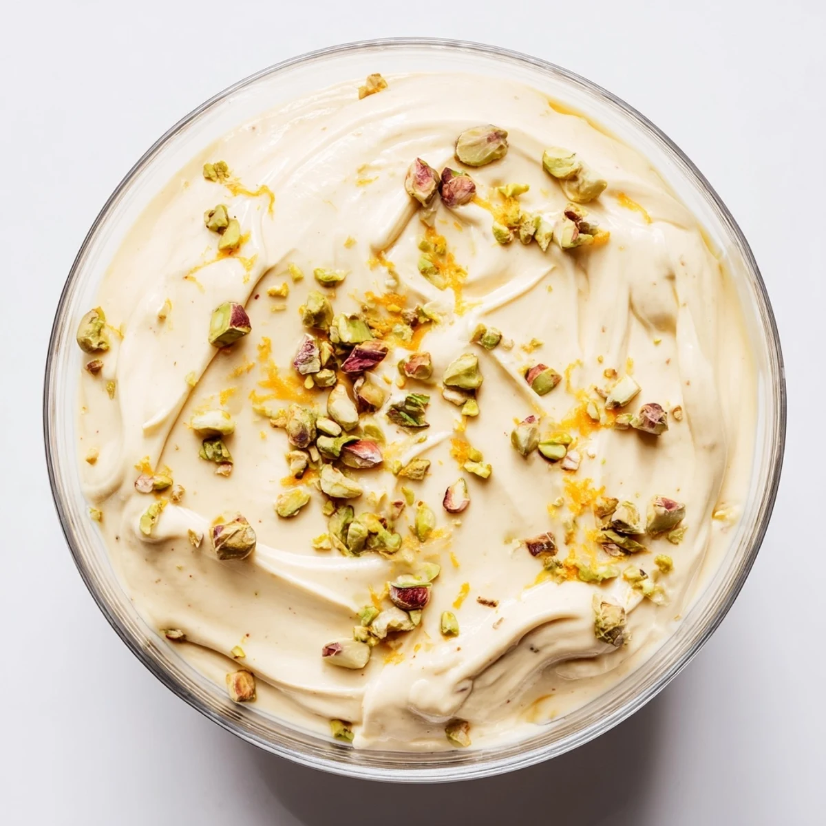 Aromatic Lebanese Date Orange Blossom Mousse served in small bowls topped with dates and citrus zest