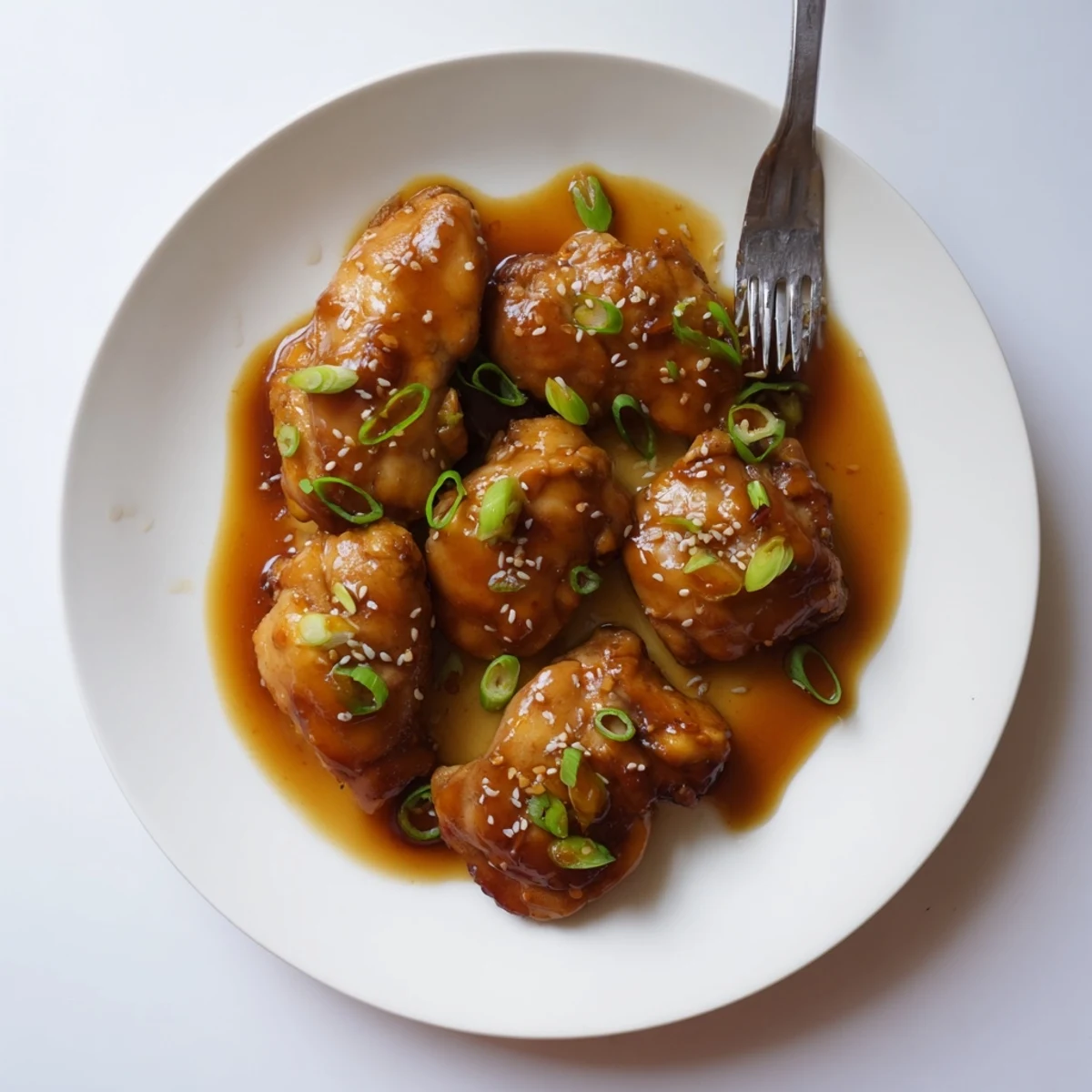 Golden glazed slow cooker Huli Huli Chicken pieces coated in sweet tangy pineapple soy sauce