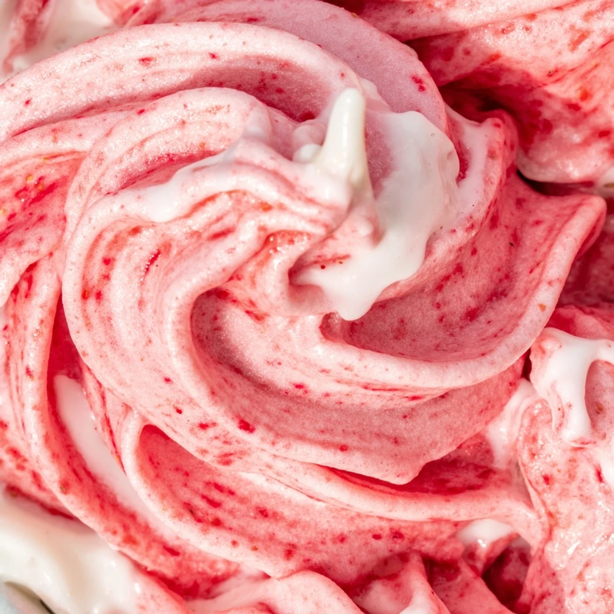 Creamy pink frozen strawberry Dole Whip delight swirled into a tall glass with fresh strawberry garnish