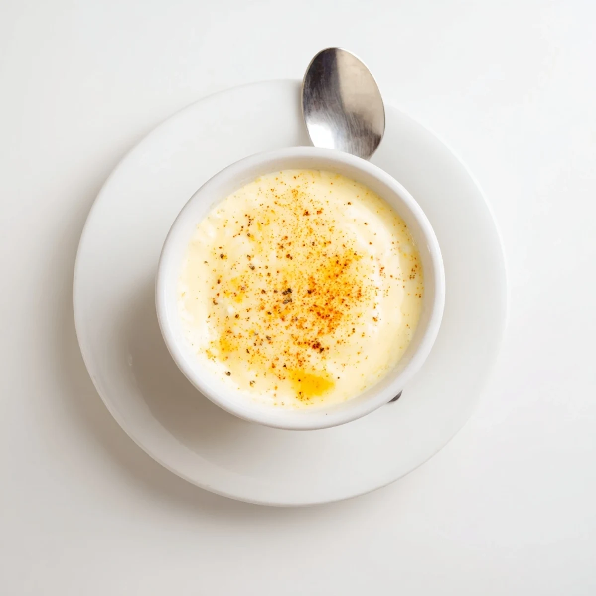 Rich melted cheddar and mozzarella cheese sauce for fries served in white ramekin