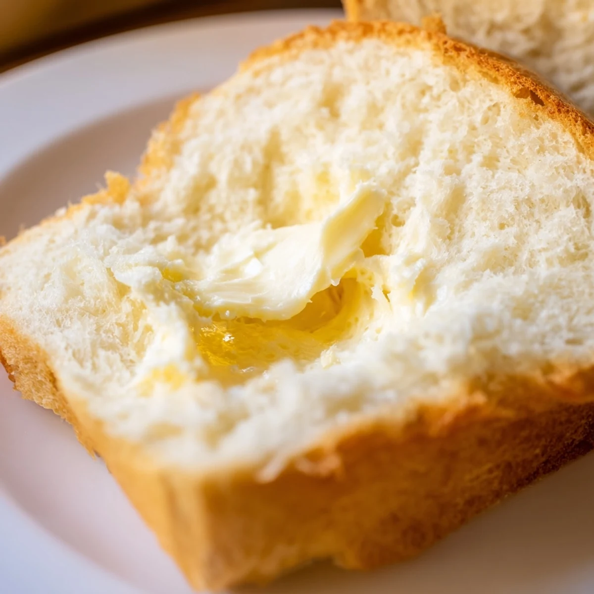 Golden brown homemade Amish white bread loaves fresh from the oven with soft, pillowy interiors