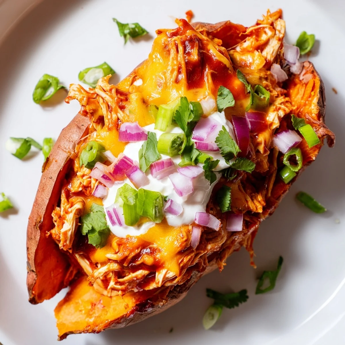 BBQ Chicken Stuffed Sweet Potatoes
