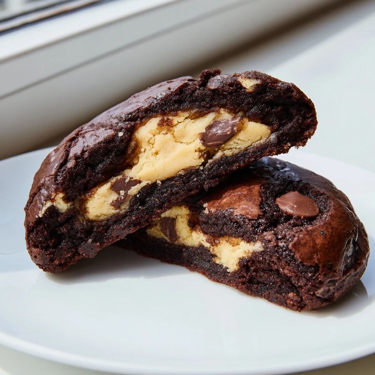 Fudgy Brownie Cookies Stuffed Cookie Dough