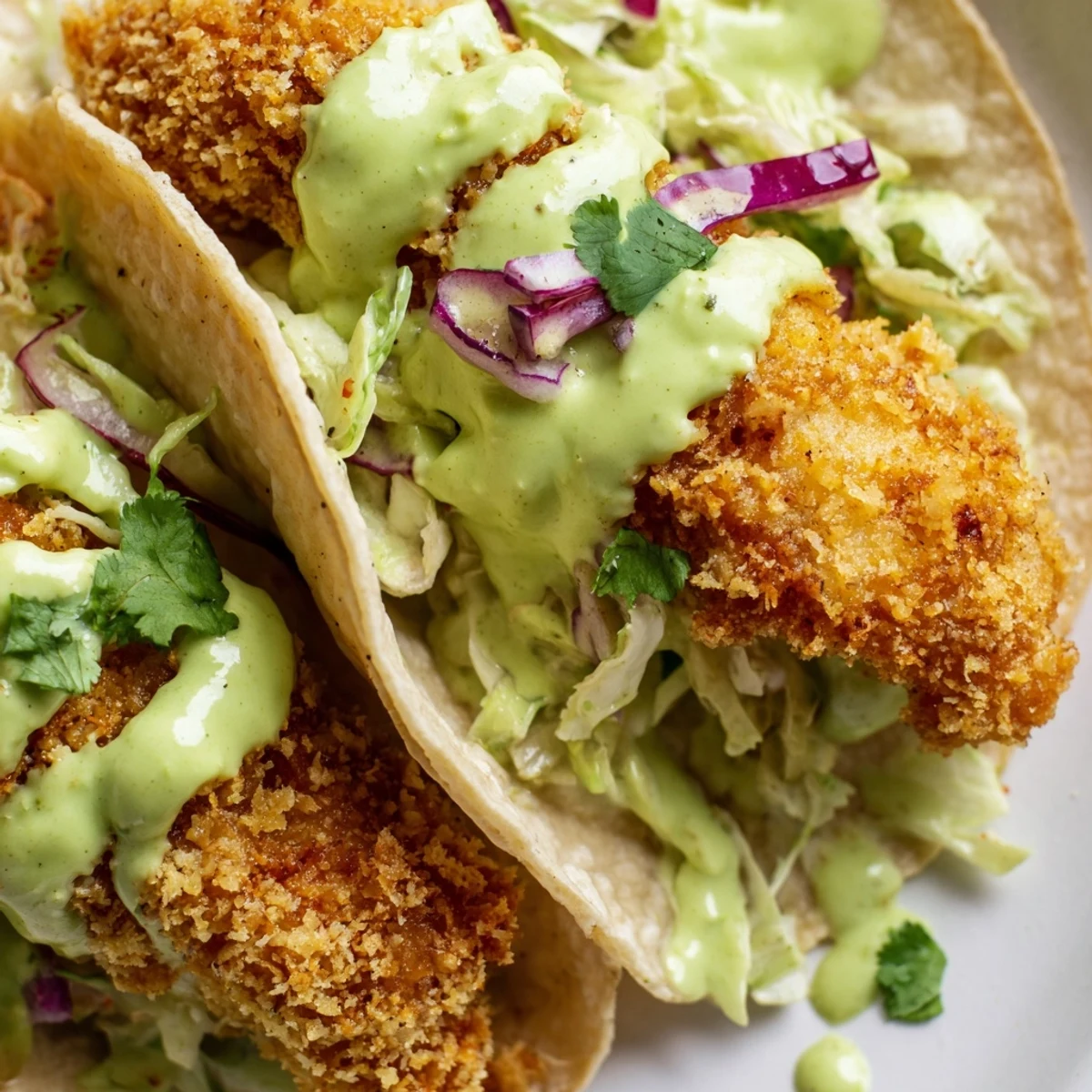 Homemade Baja Fish Tacos Avocado Crema