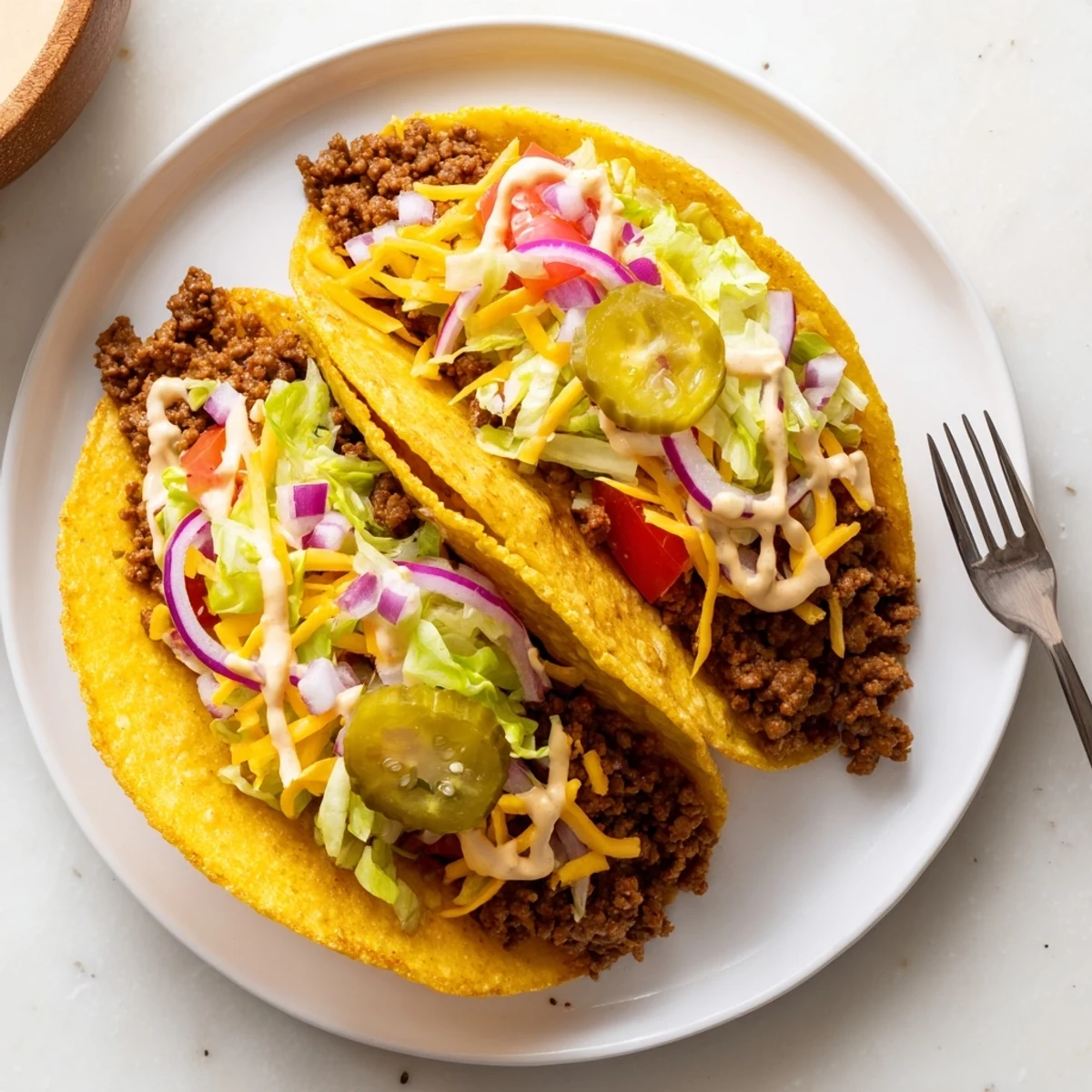 Juicy beef smash burger tacos served on warm flour tortillas