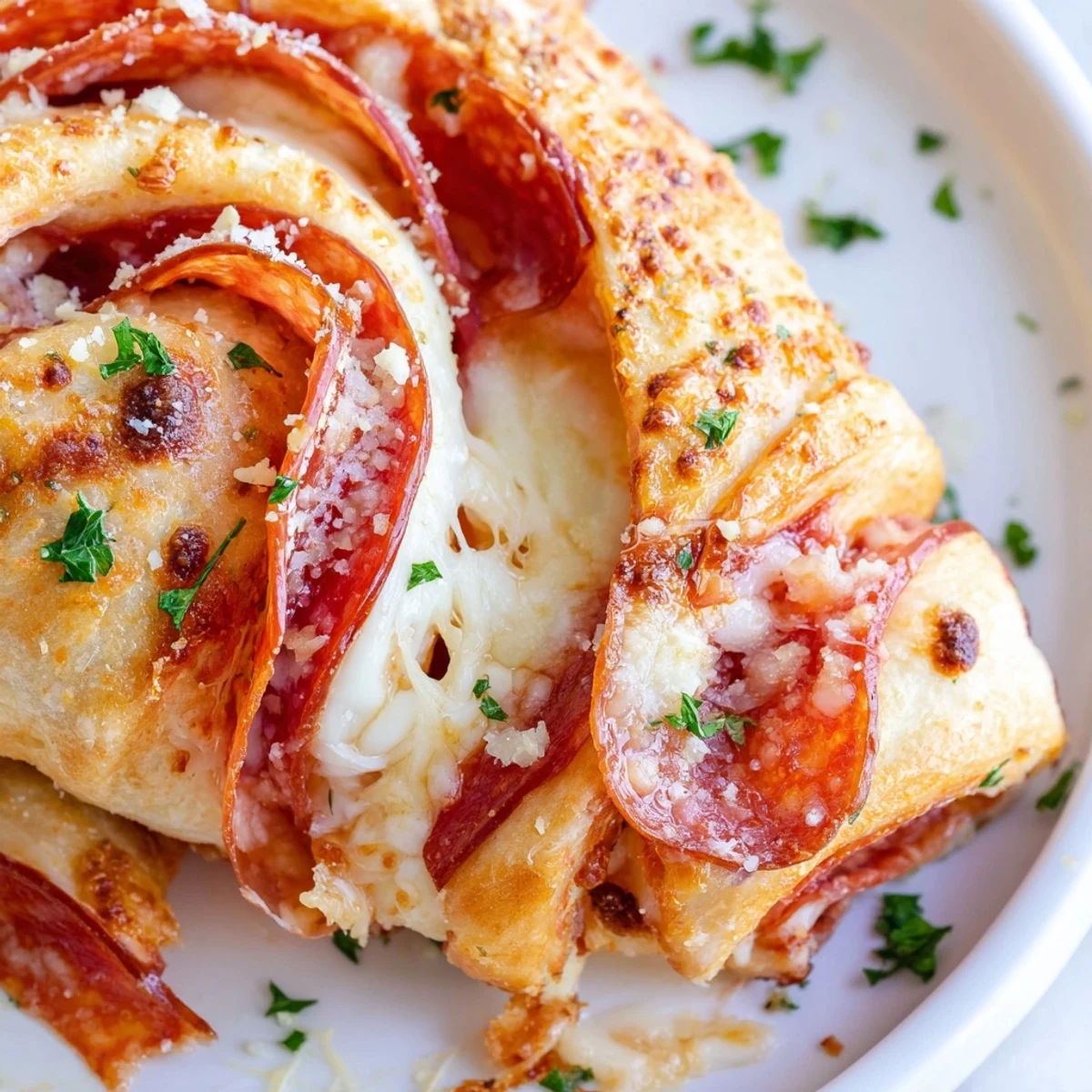 Gooey mozzarella and zesty pepperoni stuffed inside golden-brown pizza roll breadsticks