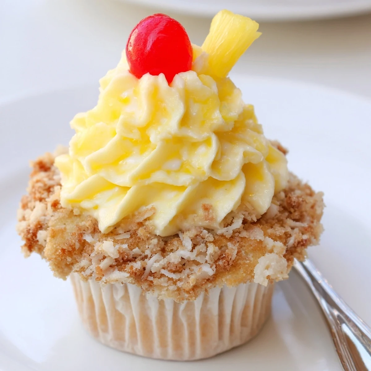 Pineapple-scented Dole Whip Cupcakes Recipe with swirls of creamy frosting