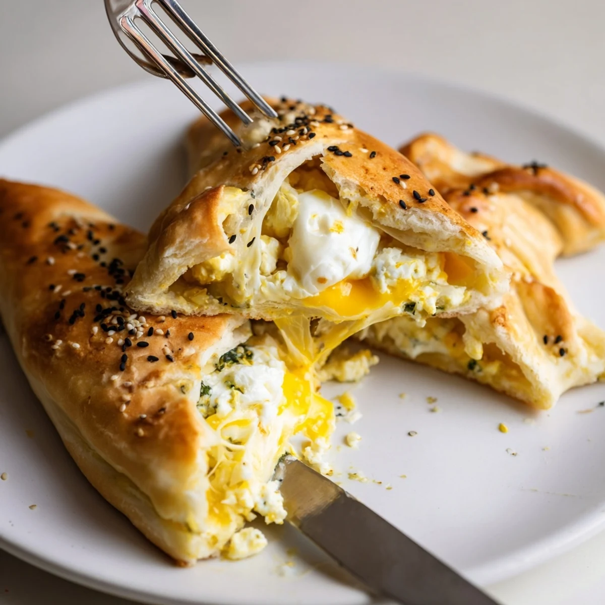 Baked Cheese Fatayer Recipe on parchment, flaky crust and nigella crunch