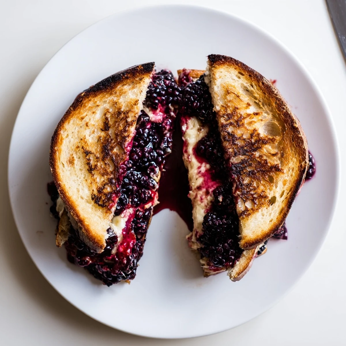 Blackberry Balsamic and Brie Grilled Cheese paired with fresh basil and sparkling wine.
