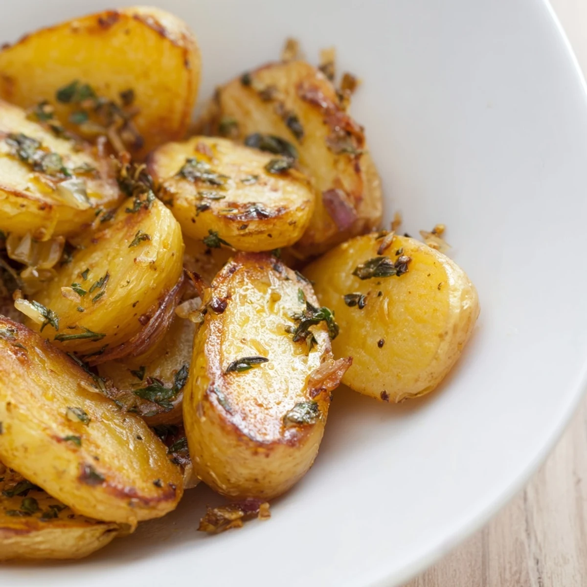 Tender low-carb radishes roasted with thyme and rosemary garnished with fresh parsley