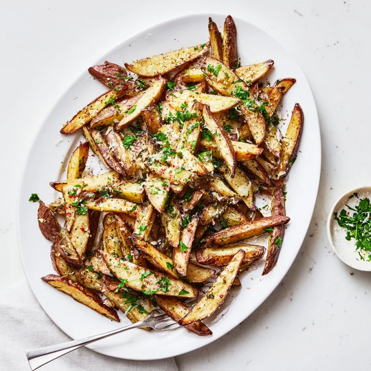 Crispy oven-baked truffle fries drizzled with aromatic oil and finished with salty Parmesan