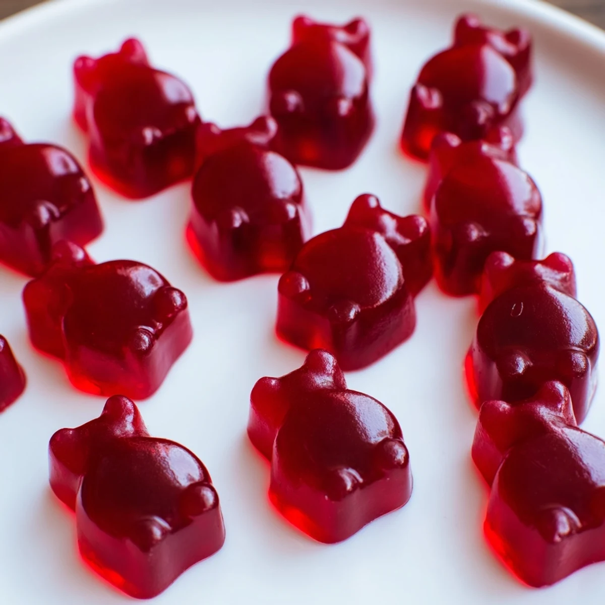 Batch of bright red homemade raspberry gummy snacks cooling in silicone molds, perfect for healthy school lunchboxes or afternoon snacks