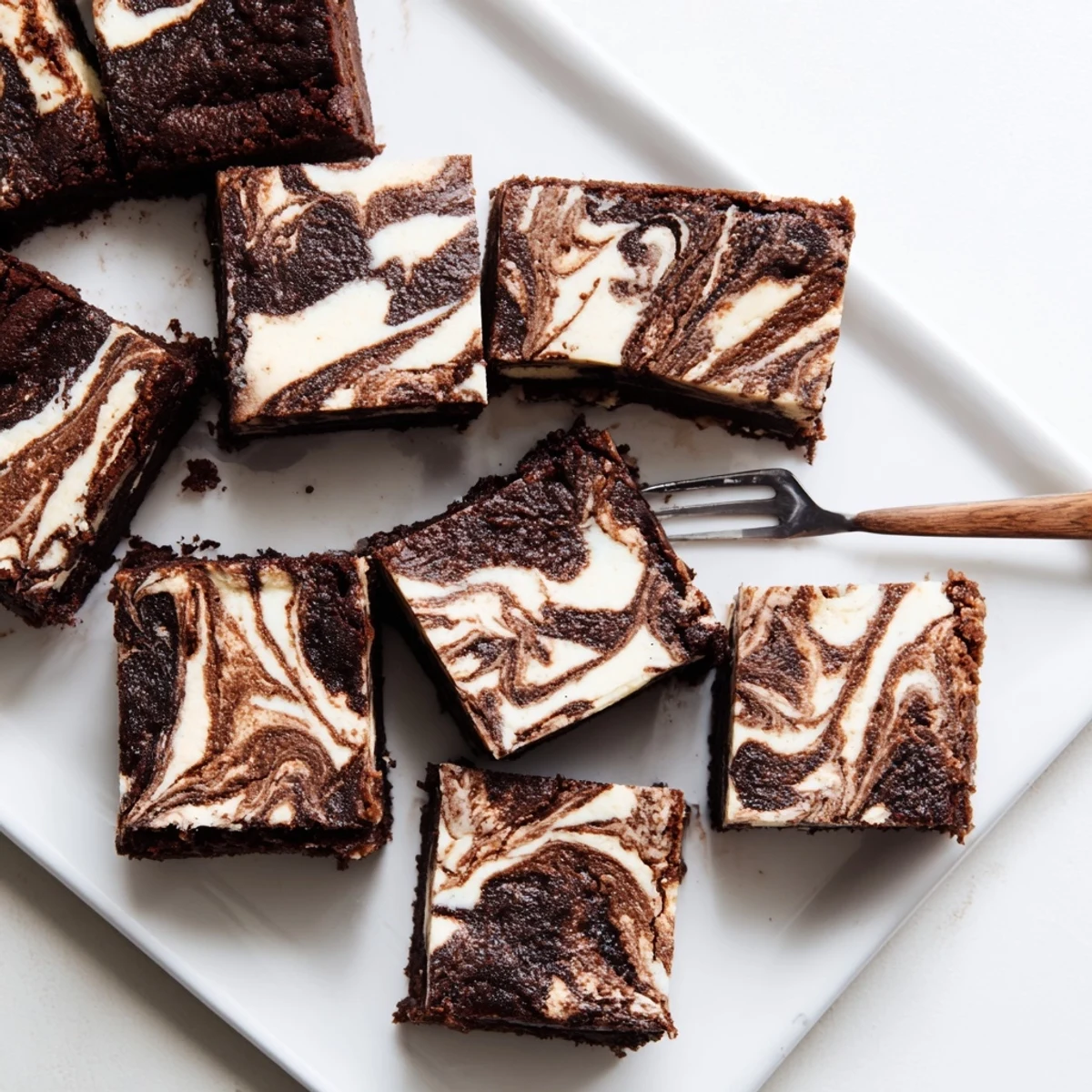 Fudgy sourdough cheesecake brownie bars with creamy swirled cheesecake layer and rich chocolate texture