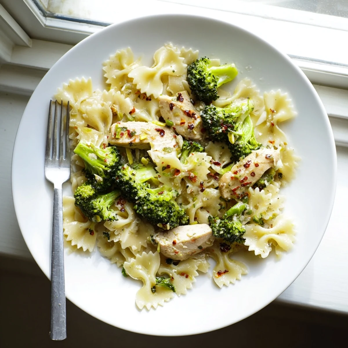 Golden sliced chicken drizzled with melted zesty cowboy butter sauce alongside lemony bowtie pasta