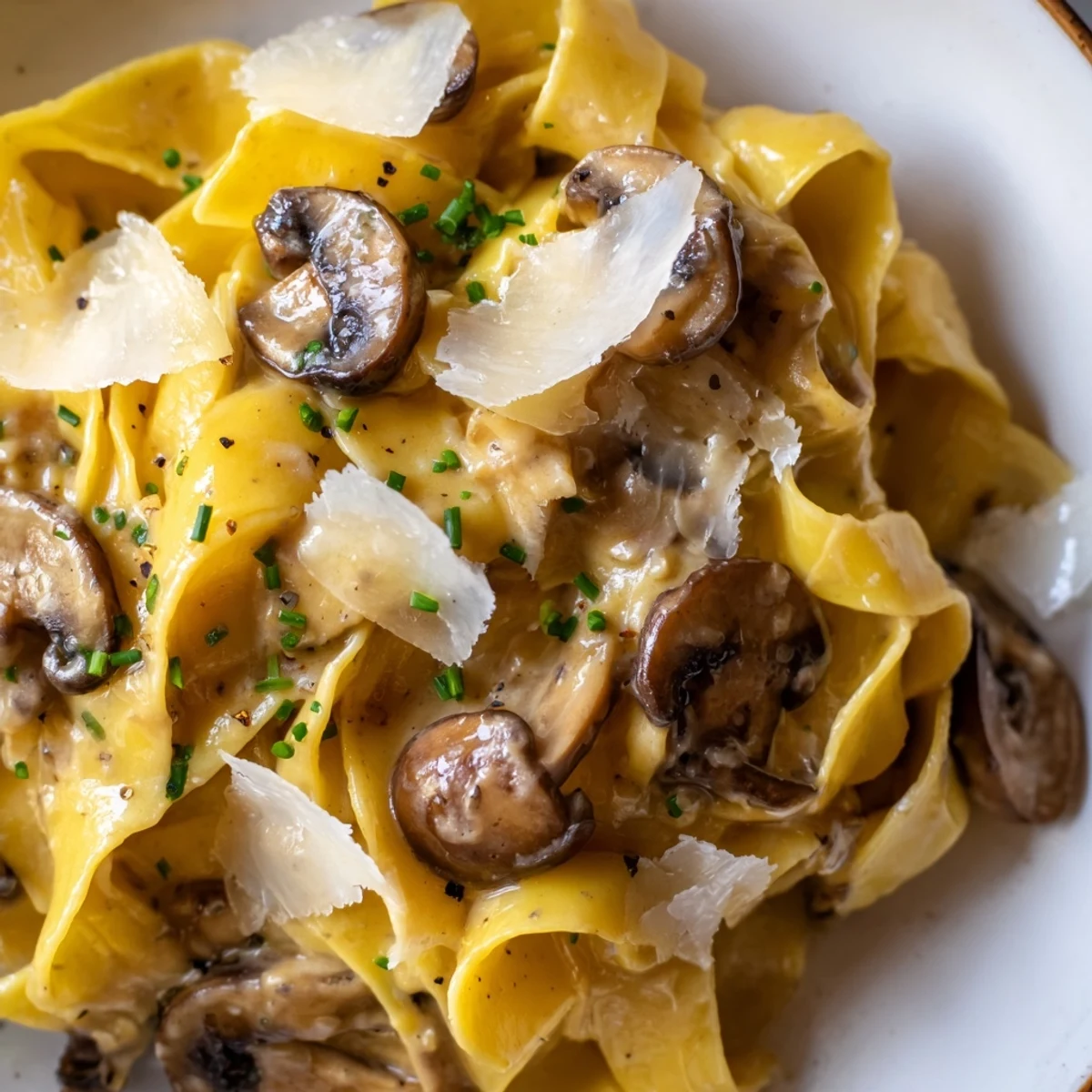 Creamy brown butter mushroom pasta topped with golden caramelized mushrooms and fresh parsley