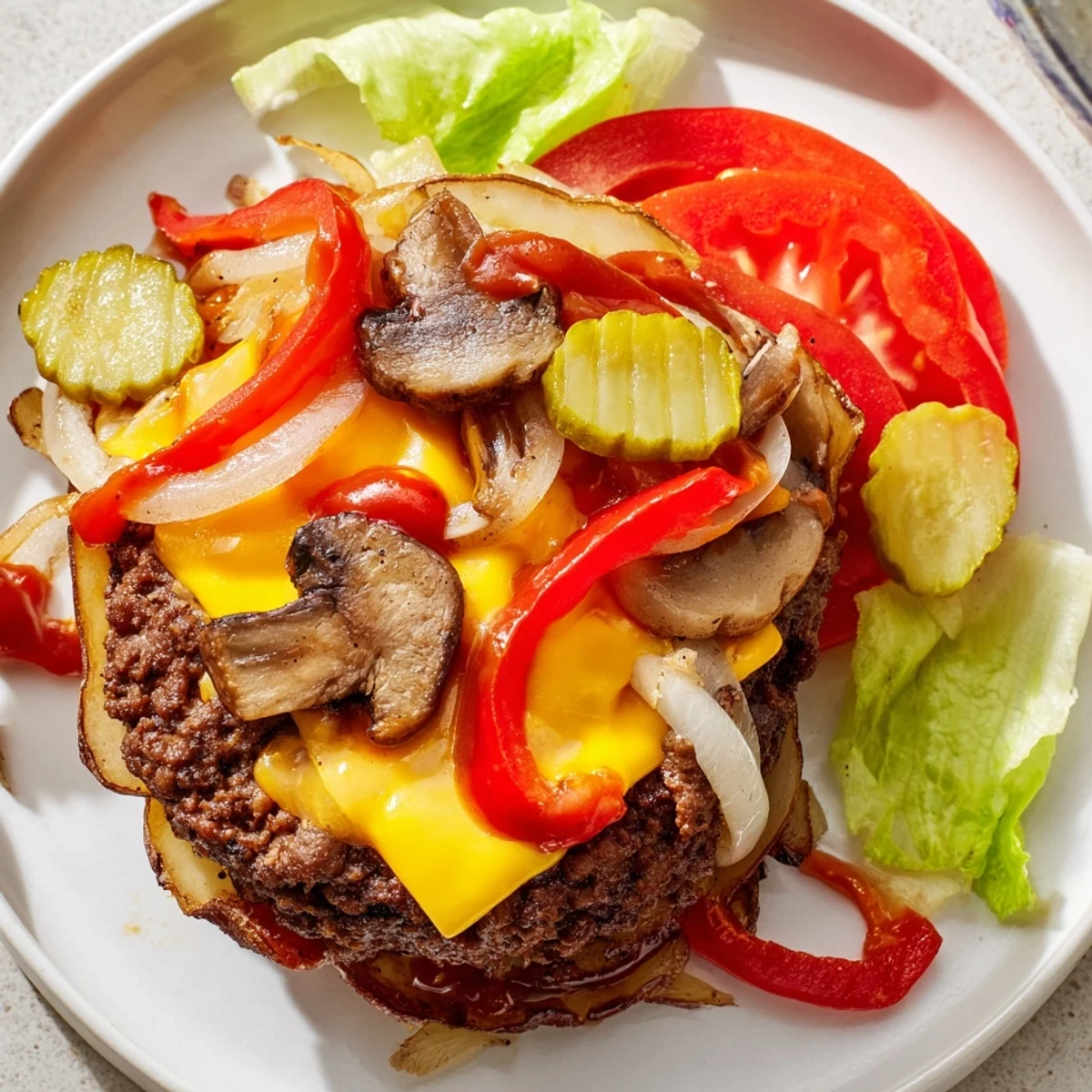 Golden campfire cheeseburger hobo packets with melted cheddar and colorful vegetables