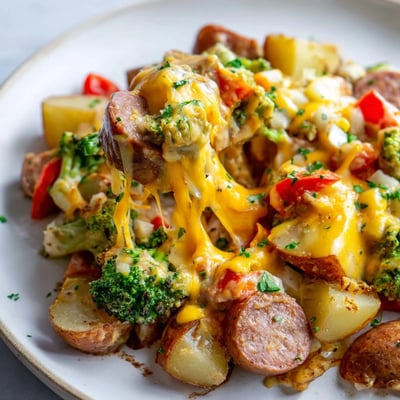 Cheesy Kielbasa Skillet